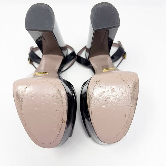 Gucci Claudie Horsebit Patent Leather Platform Sandals Heels - Picture 10 of 11